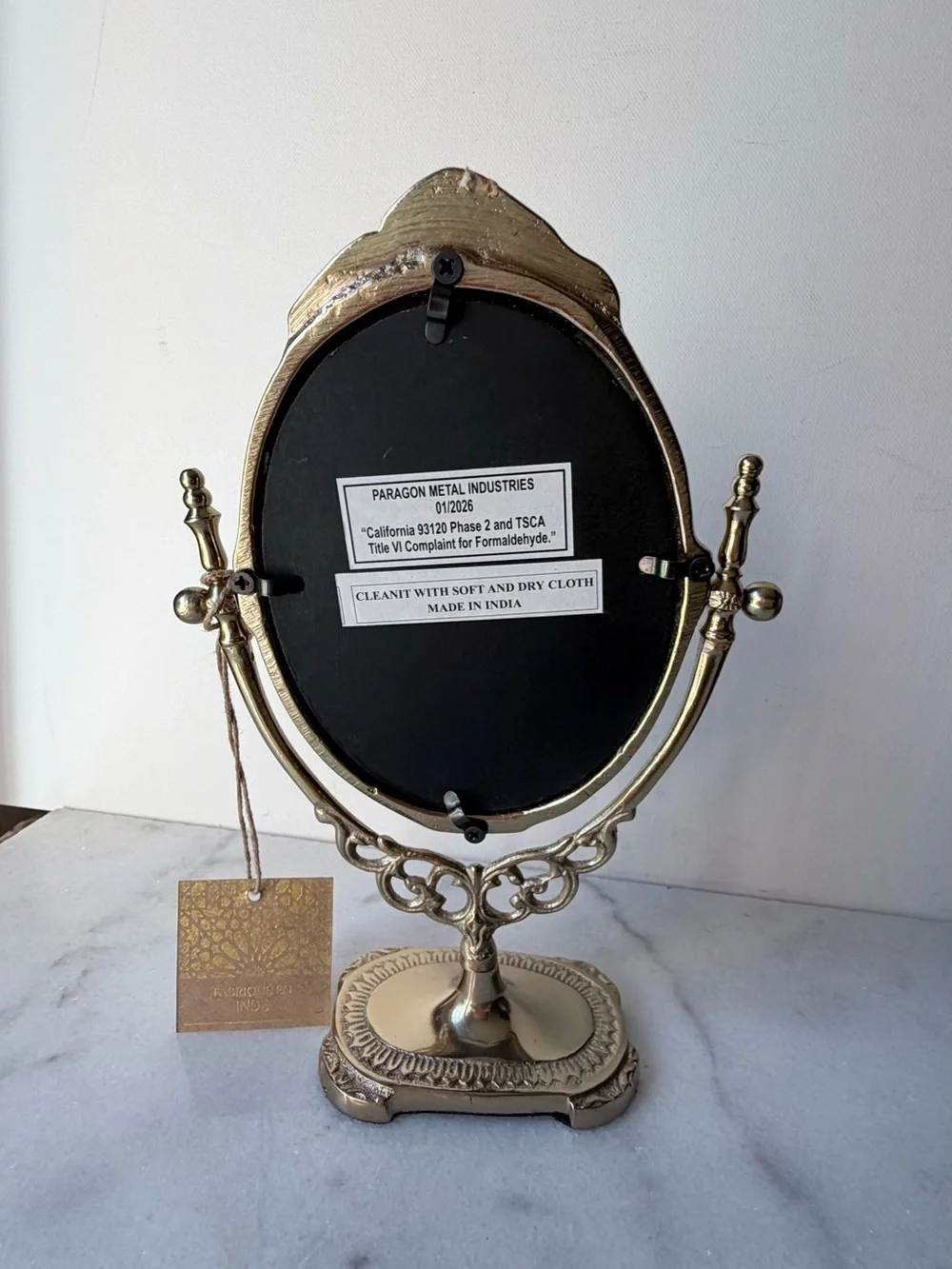 Ornate Gold Oval Vanity Mirror - Decorative Tabletop Makeup Mirror